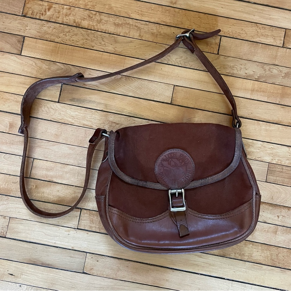Duluth Pack Brown leather and canvas crossbody bag with adjustable strap - Picture 3 of 9